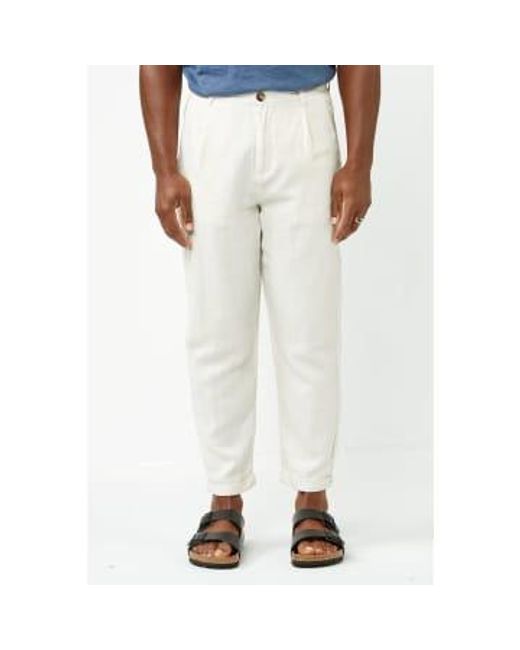Oatmeal Crop Ron Sun Pleat Pants di SELECTED in White da Uomo