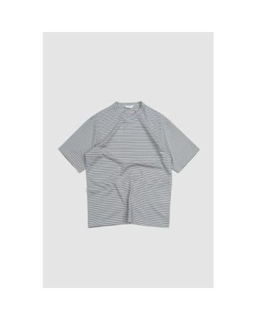Still By Hand Gray Striped T-shirt Beige/white 2 for men