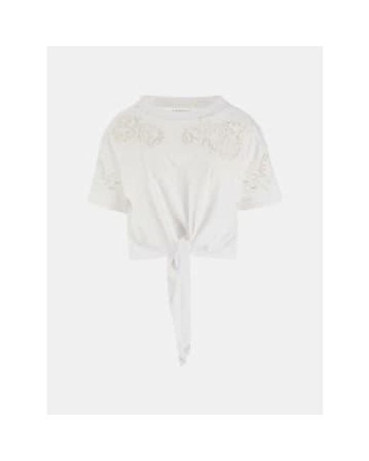 Guess White Ajour Lace Detail Tee