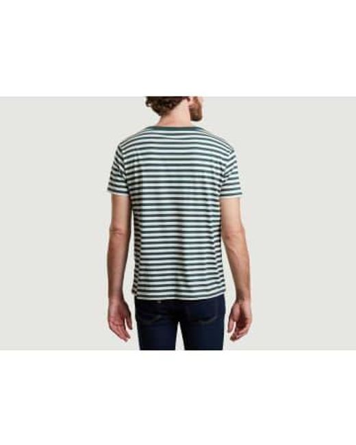 Maison Labiche Blue Striped T Shirt With Dog Embroidery M for men