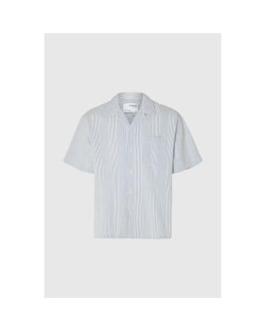 SELECTED Marine blazer boxy kyle seersucker shirt in White für Herren