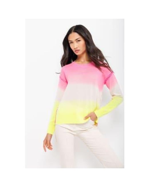 Lisa Todd Pink And Yellow Colour Me Happy Cashmere Sweater Medium