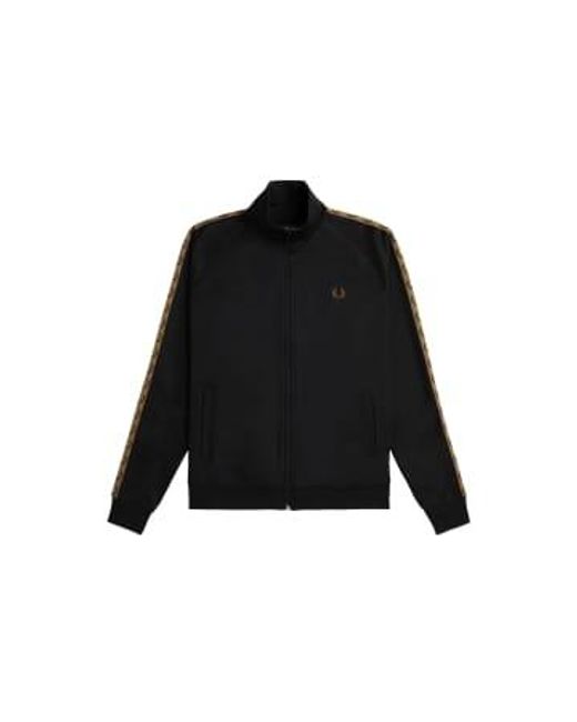 Fred Perry Black Contrast Tape Track / Warm Stone M for men