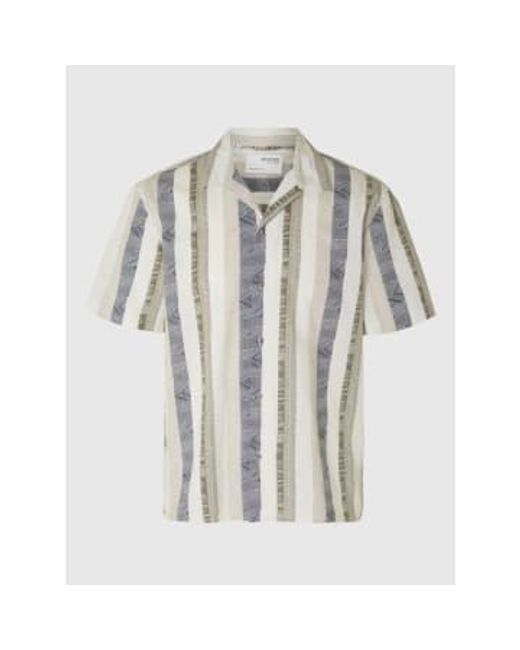 SELECTED Multicolor Linen Ss Shirt Egret / Small for men