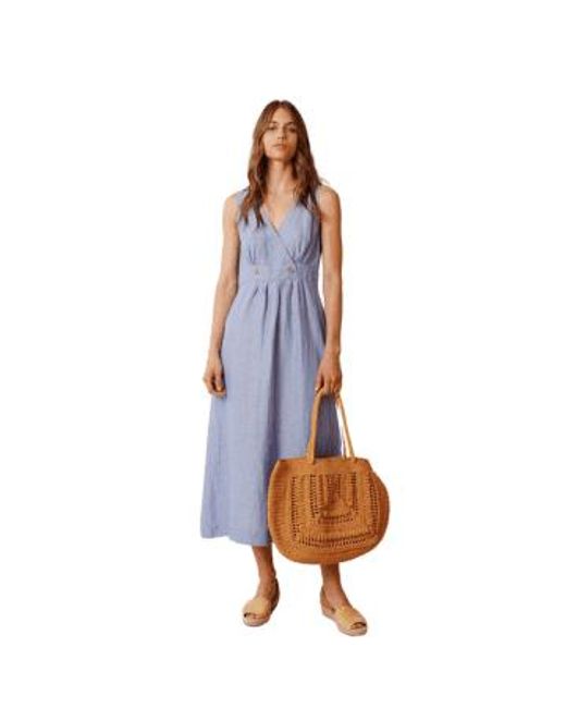Indi And Cold Crossover Linen Dress In Glacial di Indi & Cold in Blue