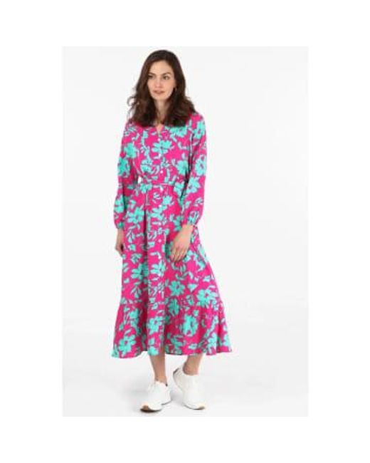MSH Purple Tropical Floral Print Shirt Dress