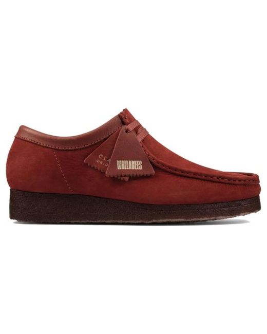Clarks Wallabee Burgundy Nubuck in Red 