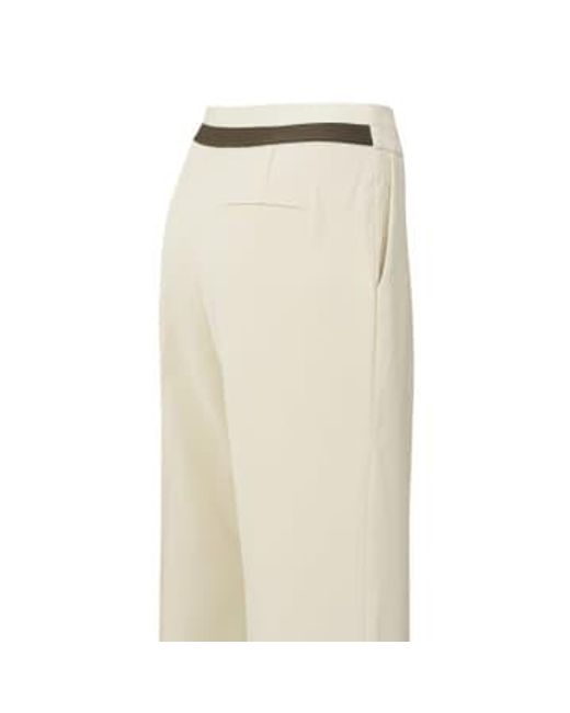 Yaya Natural Wide Leg Trousers With Pockets & Pleated Details