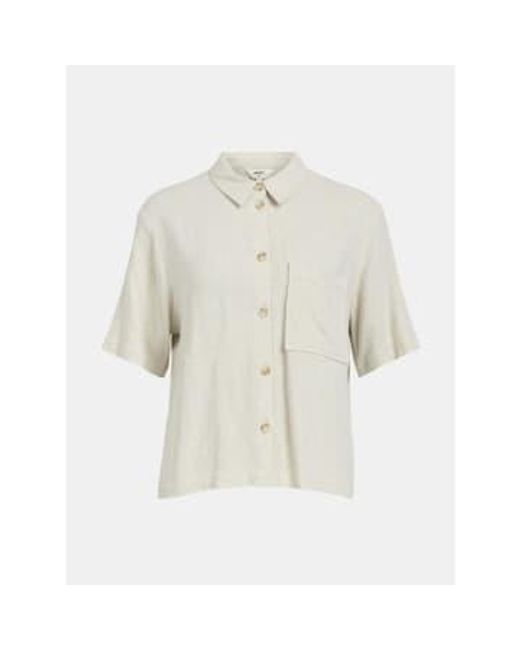 Object White Sanne Short Sleeved Shirt Sandshell 36