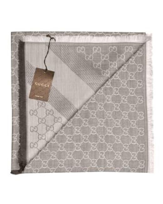 Ssima Scarf Made Of Soft Wool And Silk Brown di Gucci in Gray