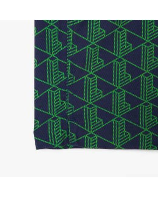 Lacoste Green Short Sleeve Shirt With Monogram Print L for men