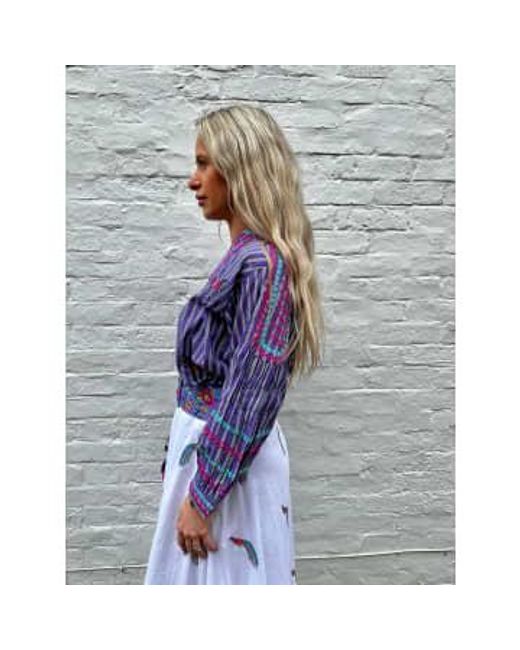Nimo With Love Purple Striped Magnolia Blouse With Zebra Embroidery