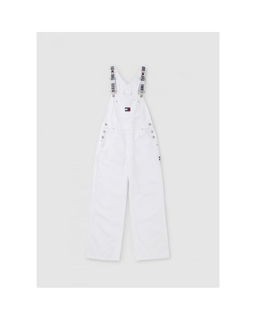 Tommy Hilfiger White Weiße Jeans-Latzhose Damen in Denim-Farbe