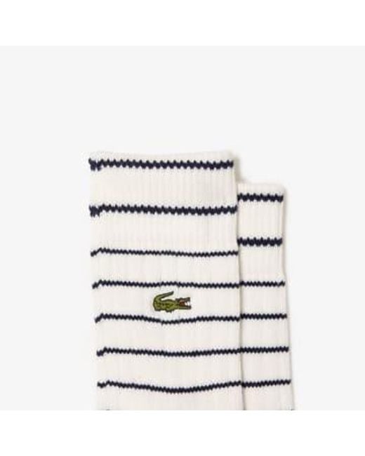 Lacoste Blue Pack Of Two Pairs Short Striped Cotton Socks 35-38