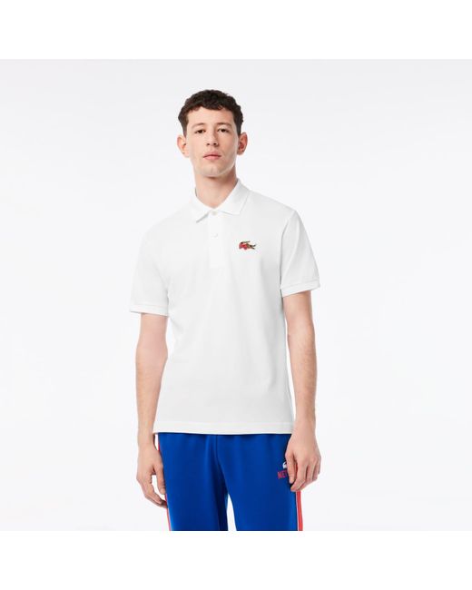 rand Toezicht houden Geweldig Lacoste X Netflix Polo Shirt Print La House Of Paper White for Men | Lyst