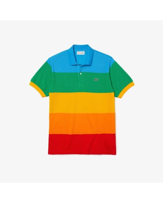 Lacoste Multicolor 's X Polaroid Colour Striped Classic Fit Polo Shirt Blue / Green / Yellow / Orange / Red for men
