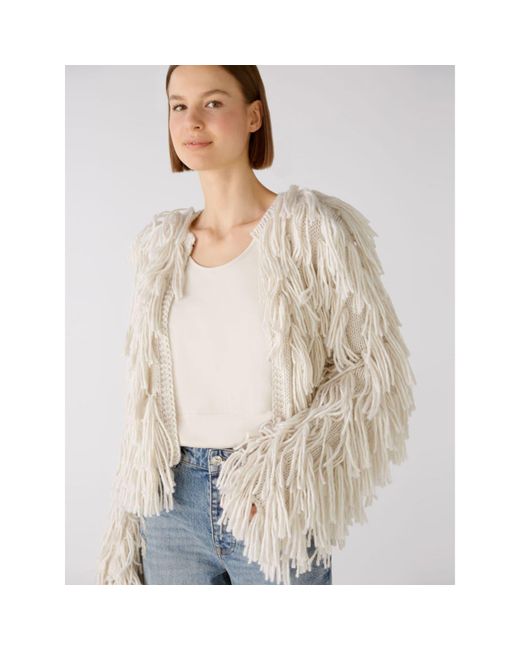 Ouí Tassel Cardigan Beige in Natural | Lyst