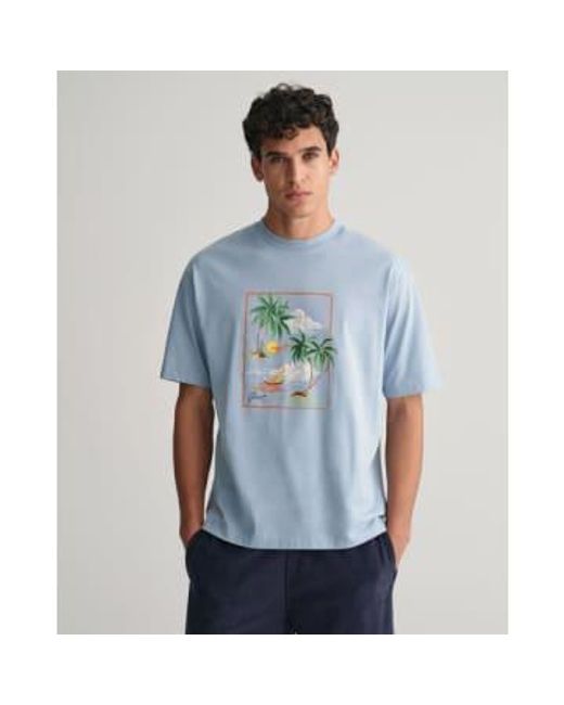 Gant Blue Hawaiian Printed T-shirt for men