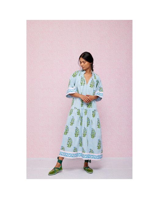 SZ Blockprints Cornflower Blue Aneeza Yuva Dress in Pink | Lyst