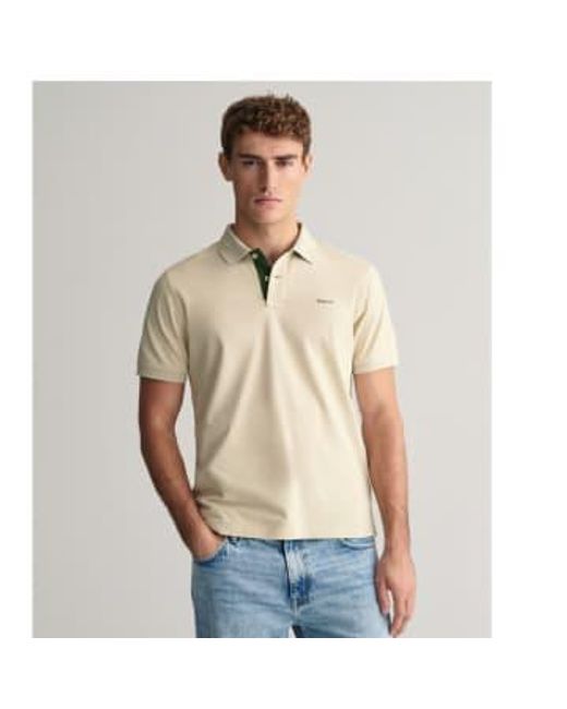 Gant Natural Contrast Piqué Polo Shirt M Beige for men