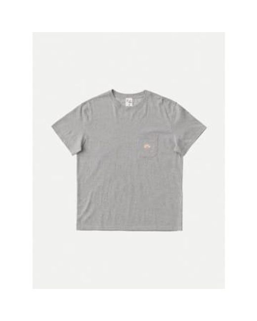 Nudie Jeans Gray Leffe Pocket T-shirt for men