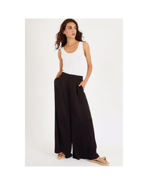 Trousers Evie Palazzo Silky Black di Traffic People