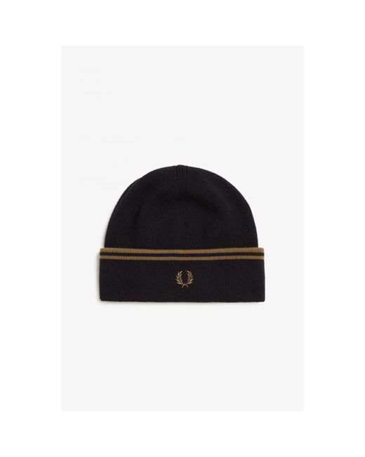 Fred Perry Twin Tipped Merino Wool Beanie Black for Men | Lyst