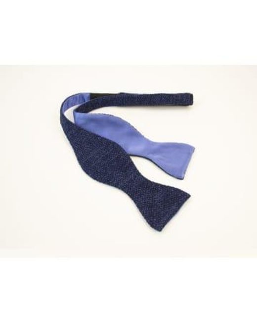 40 Colori Silk And Linen Melange Knitted Woven Butterfly Bow Tie Dark Blue/green/ for men