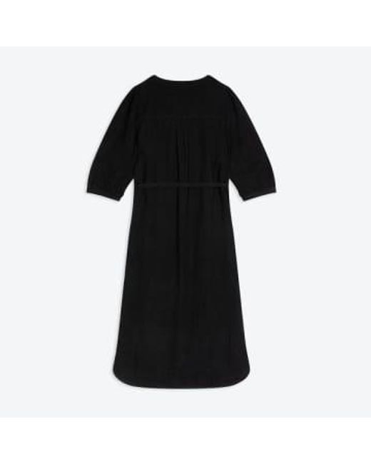 Lowie Black Linen Viscose Button Through Dress S