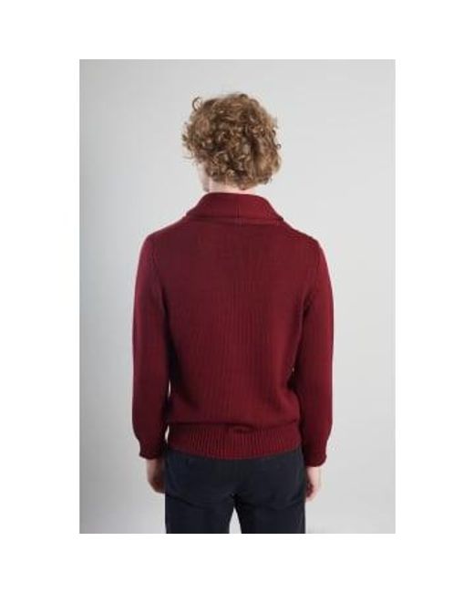 Cardigan à col châle en laine mérinos rouge boraux L'Exception Paris pour homme en coloris Red