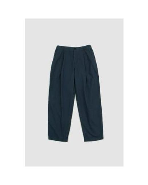 Still By Hand Garment-dye Deep Tuck Pants Blue 1 for men