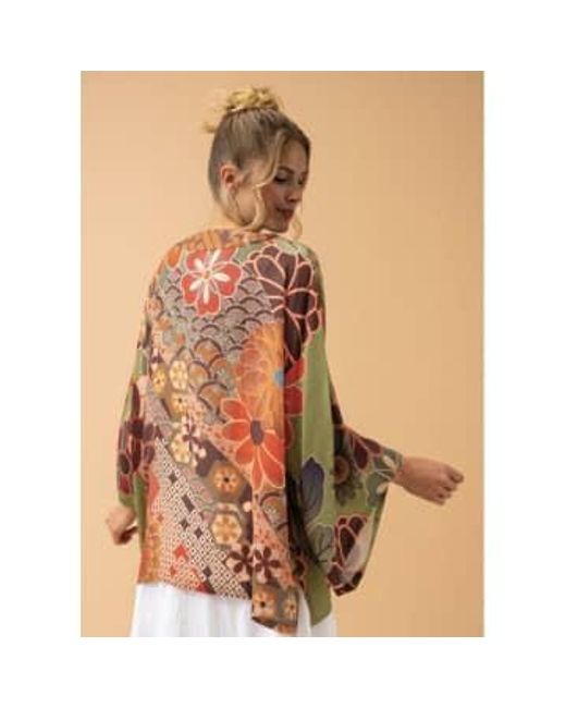 70S Kaleidoscope Floral Kimono Jacket In Sage di Powder in Multicolor