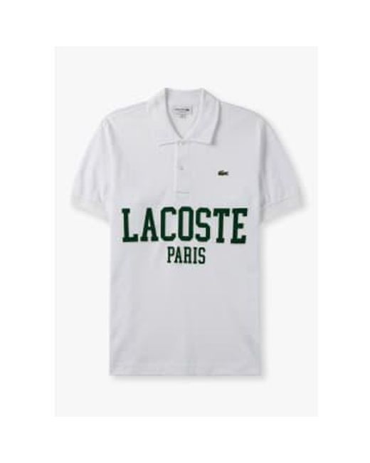 Lacoste White S French Heritage Flocked Pique Polo Shirt for men