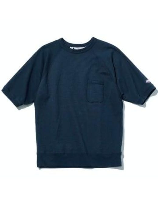 Battenwear Blue Short Sleeve Reach Up Sweatshirt for men