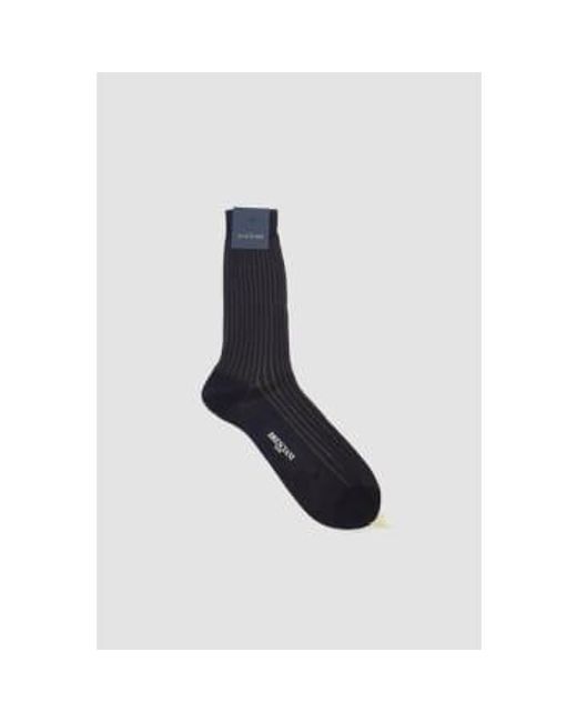 Bresciani Blue Cotton Short Socks /poivre L for men