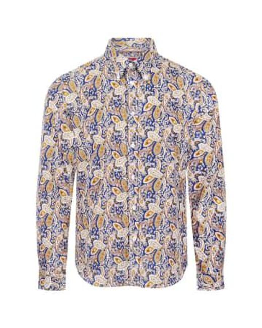 Merc London Blue Meldon Paisley Shirt for men