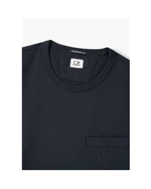 Mens 30/2 Camiseta bolsillo retorcido Jersey Mercerizado en Eclipse Total C P Company de hombre de color Blue