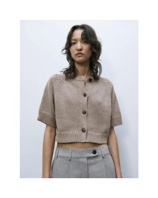 Cordera Gray Cotton Buttoned Top Taupe One Size