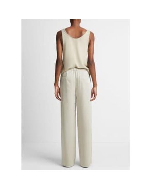 Shiny Zip Trim Wide Leg Pull On Trousers Sepia di Vince in White