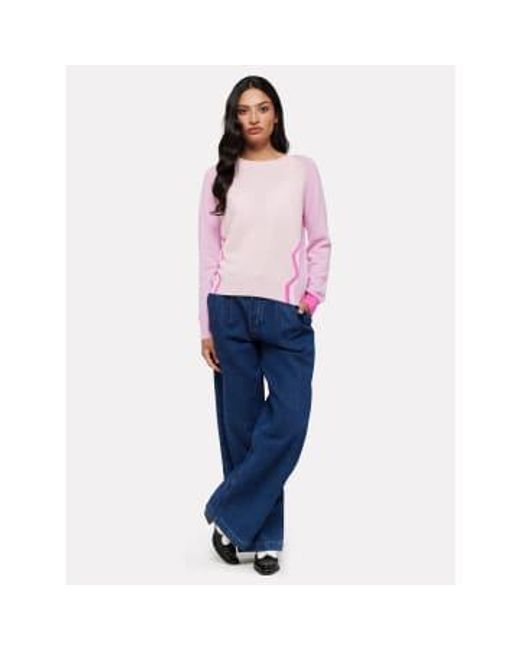 Brodie Cashmere Blue Ivy Sweater With Side Wave In Pinks And Lilacs Small