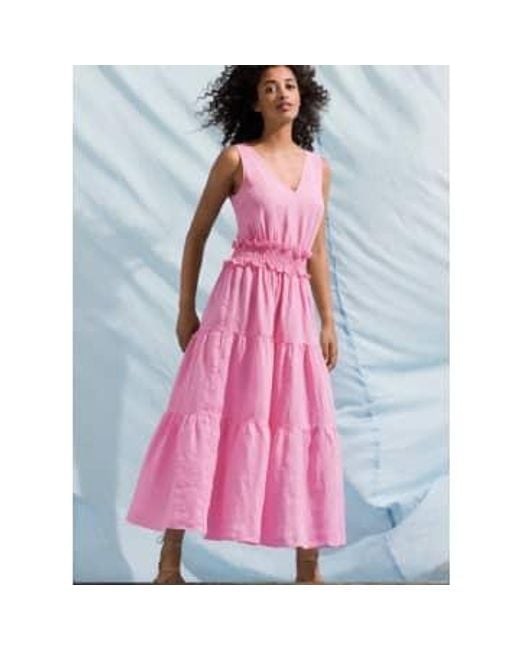 120% Lino Pink V Front Dress 10 / Aurora