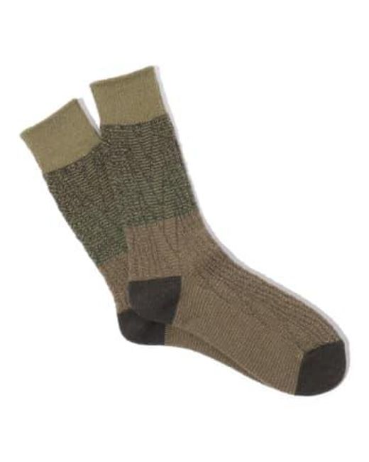 Anonymous Ism Green Gradation Cable Crew Socks for men