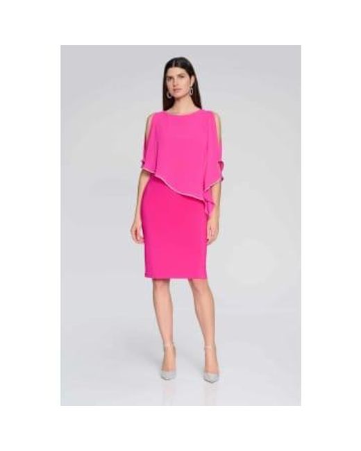 Joseph Ribkoff Pink Layered Dress With Cape Overlay