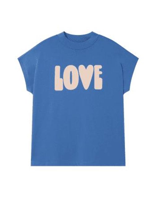 Thinking Mu Blue Ecru Love Volta T-shirt Xs