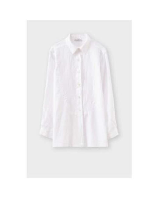 Blusa bordada lino en blanco ROSSO35 de color White