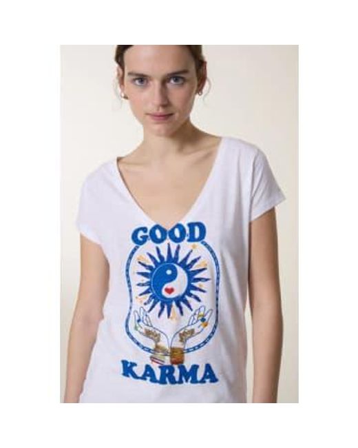 Leon & Harper Blue Karma tonton t -shirt aus weiß