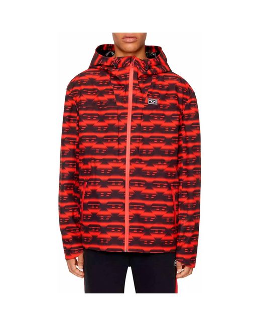 DIESEL Sport Hooded Jacket – M, Red for Men | Lyst