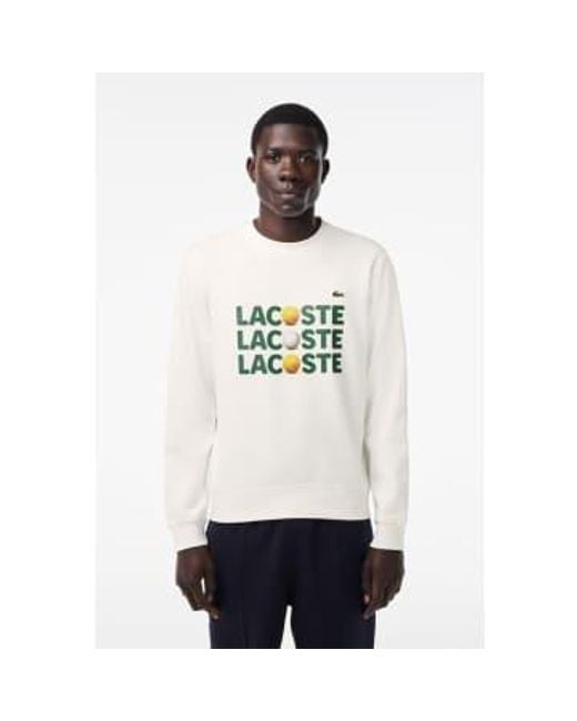 Lacoste White Ball Print Fleece Sweatshirt 3 for men