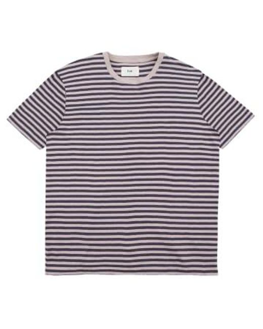 Folk Blue Classic Stripe T-shirt Charcoal / Ecru Medium for men