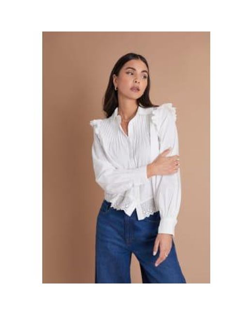Pintuck Detail Lace Trim Shirt di ANOTHER SUNDAY in White